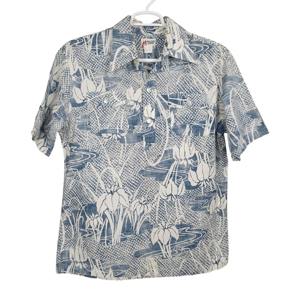 Liberty House Vintage Men's Hawaiian Shirt Xl Blue Reverse Print Short Sleeve